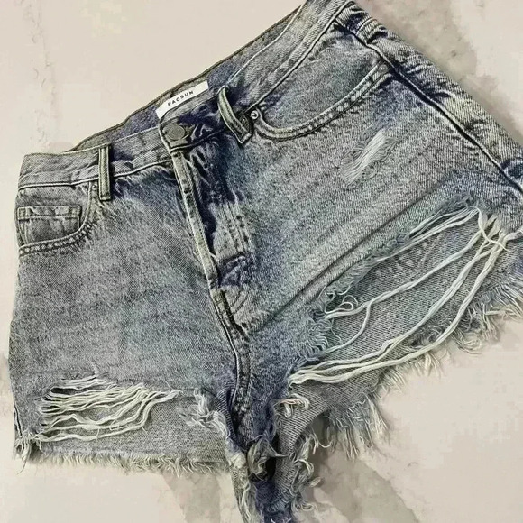 PacSun Vintage High Rise Denim Jean Distressed Shorts Women's Size 28 Button Fly - Picture 2 of 7